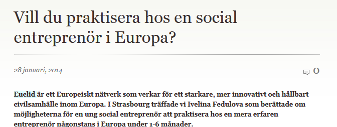 Vill du praktisera hos en social entreprenör i Europa?