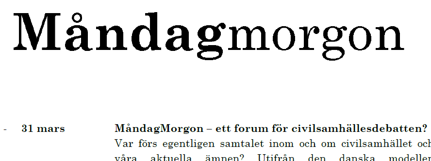 Seminarieserie i Stockholm: Måndagmorgon